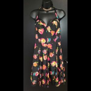 Fit and Flare Halter floral Dress